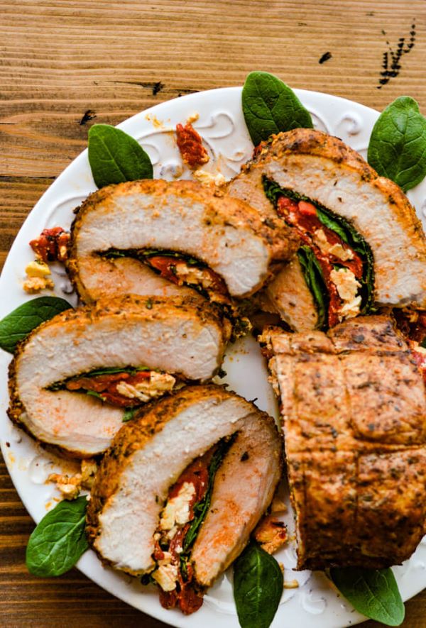 Roasted Red Pepper and Feta Stuffed Pork Loin