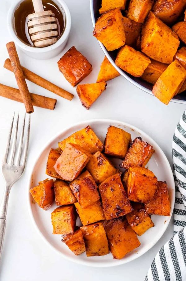 Roasted Sweet Potatoes with Honey and Cinnamon