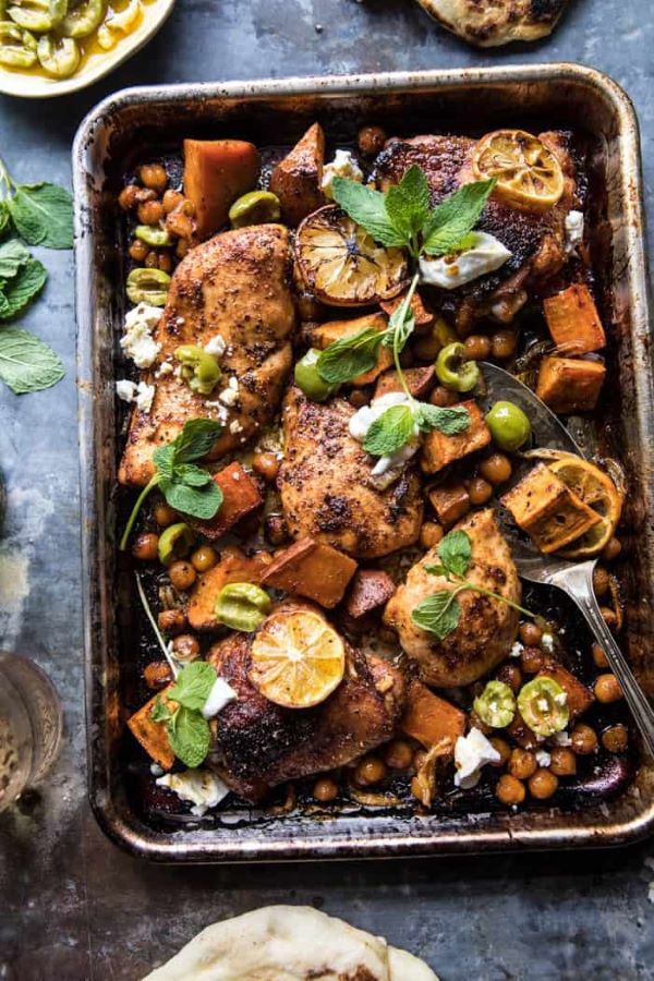 Sheet Pan Harissa Chicken & Sweet Potatoes