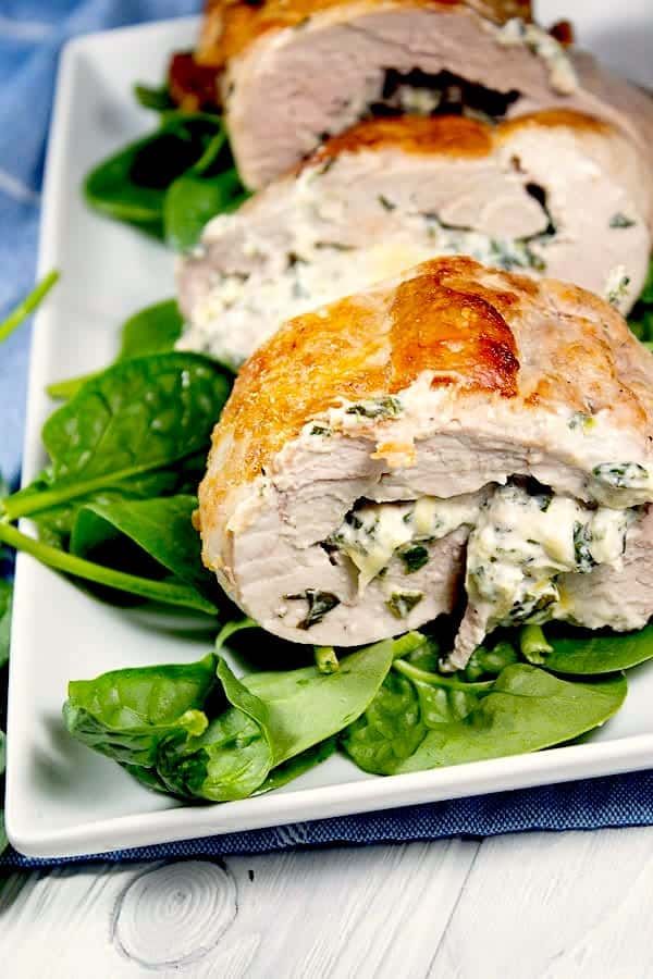 Spinach Artichoke Stuffed Pork Loin