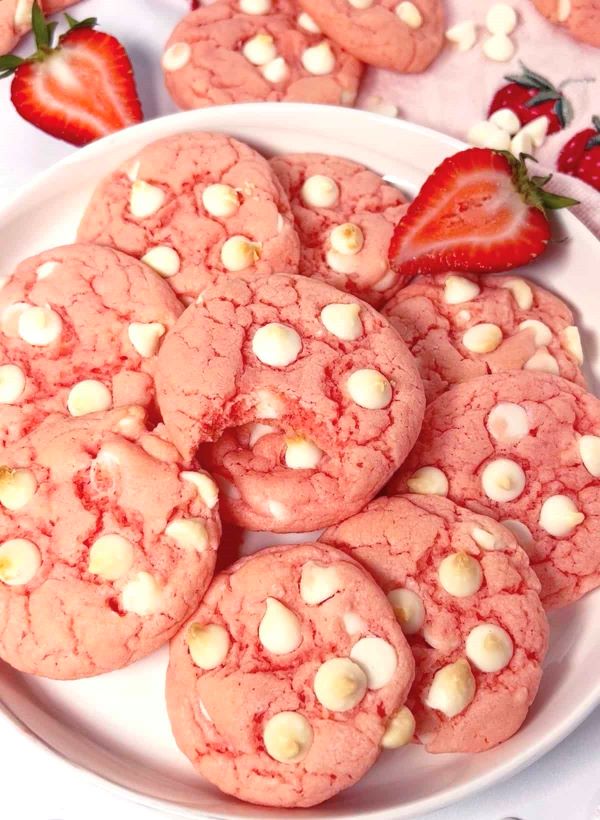 Strawberry Cake Mix Cookies