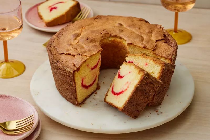 Strawberry Swirl Cream Cheese Pound Cake