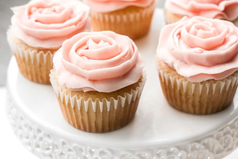 Vanilla Cupcakes with Rose Petal Buttercream