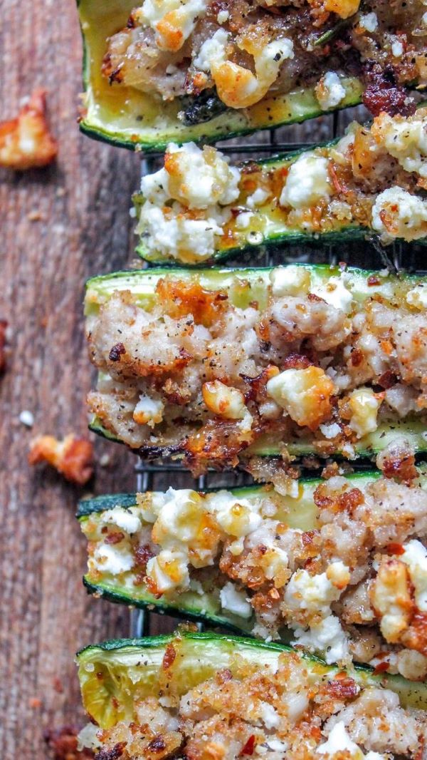 Zucchini Feta Stuffed Pork Loin