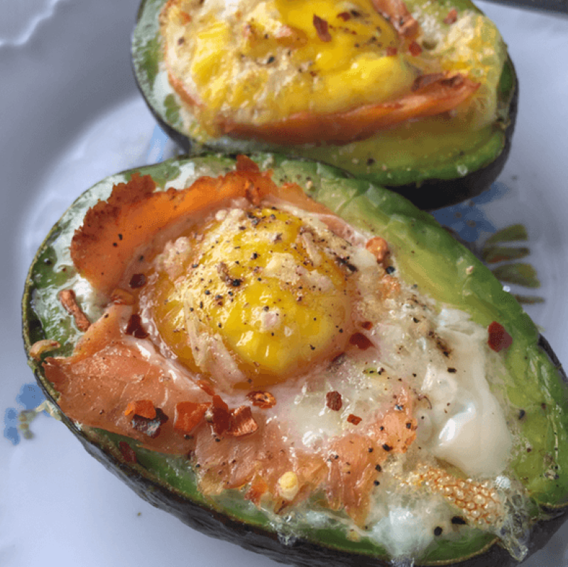 Baked Avocado with Smoked Salmon & Egg