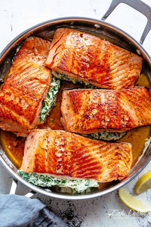 Creamy Spinach Stuffed Salmon