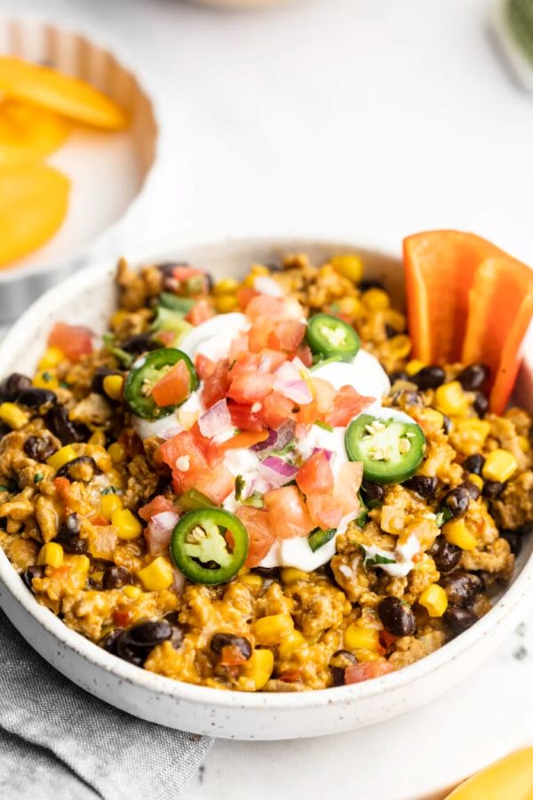 Cheesy Ground Turkey Taco Skillet