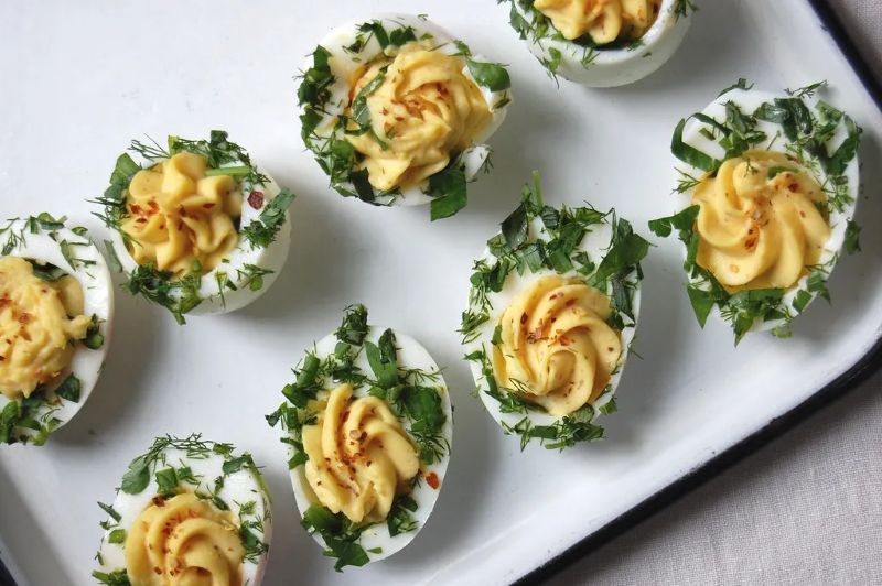 Deviled Eggs with Herb Garnish