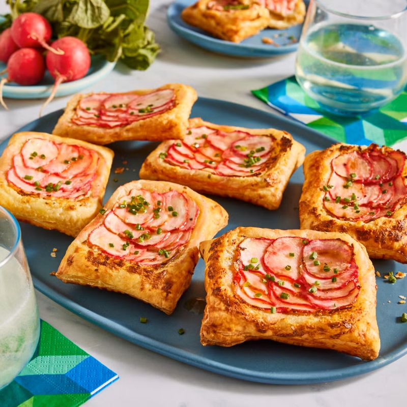 Upside Down Puff Pastry Radish Tarts