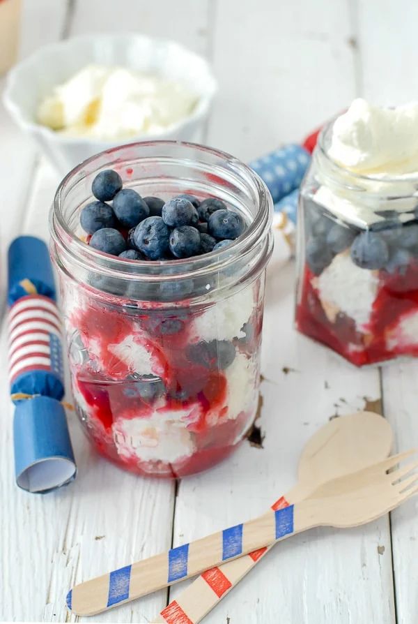 Mason Jar Red, White, and Blue Trifles