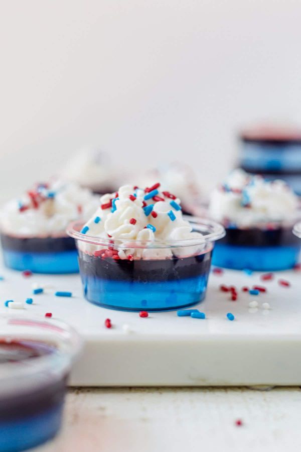 Patriotic Jello Shots with Festive Sprinkles