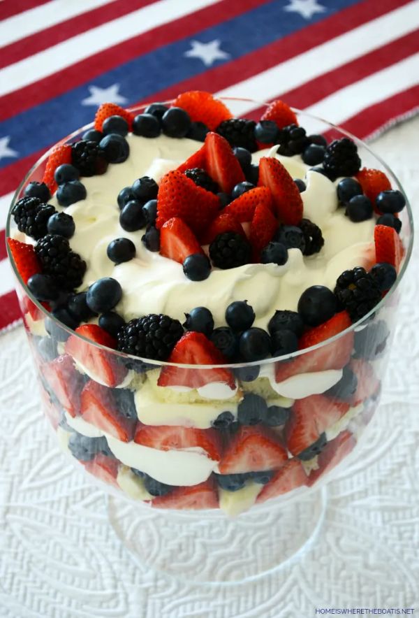 Patriotic Trifle with Berry Syrup