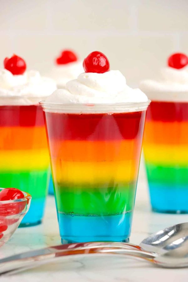 Rainbow Jell O Cups