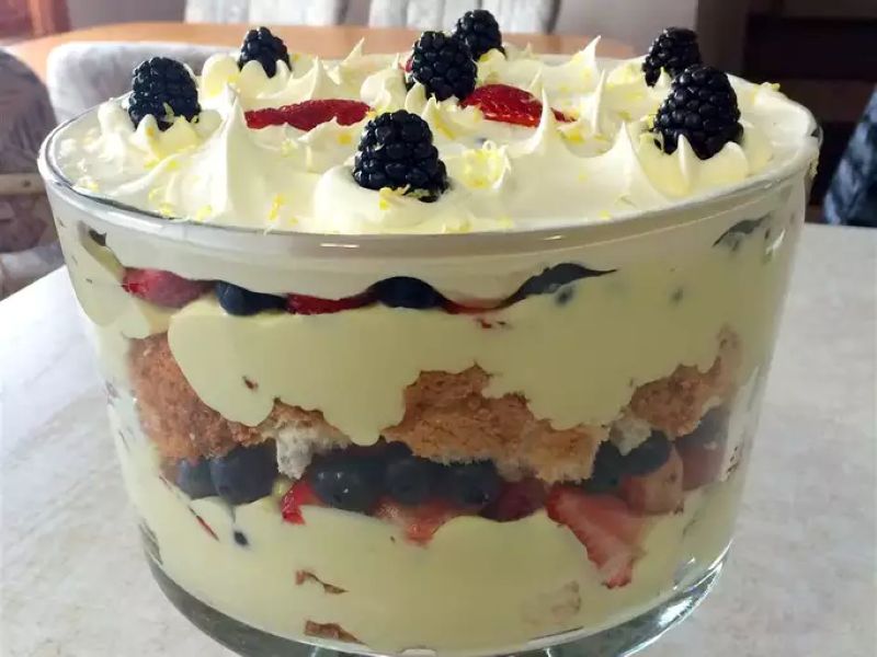 Strawberry Blueberry Trifle with Lemon