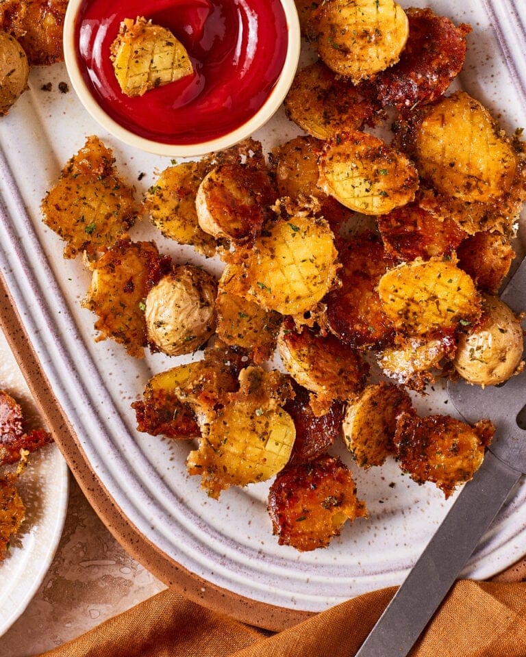 Crispy Garlic Parmesan Crusted Potatoes Recipe (1)