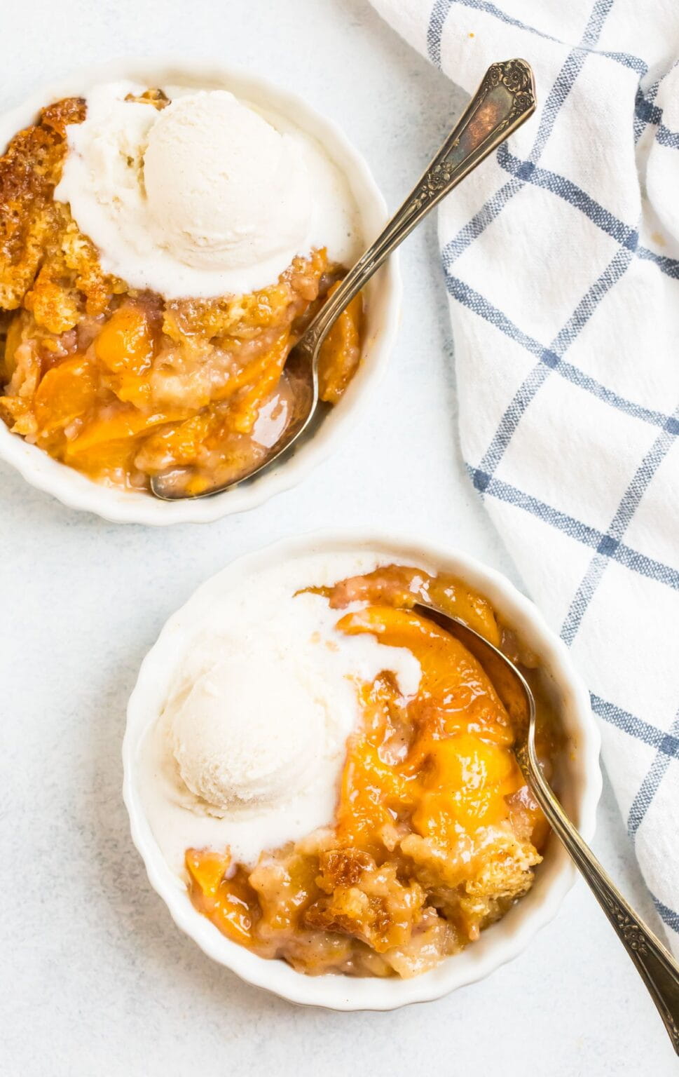 Dutch oven peach cobbler