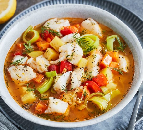 Fish Soup with Potatoes, Carrots, and Peppers