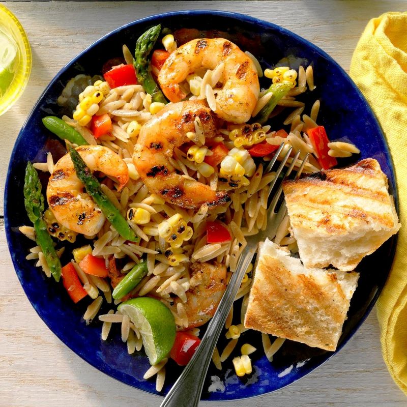 Grilled Jerk Shrimp Orzo Salad