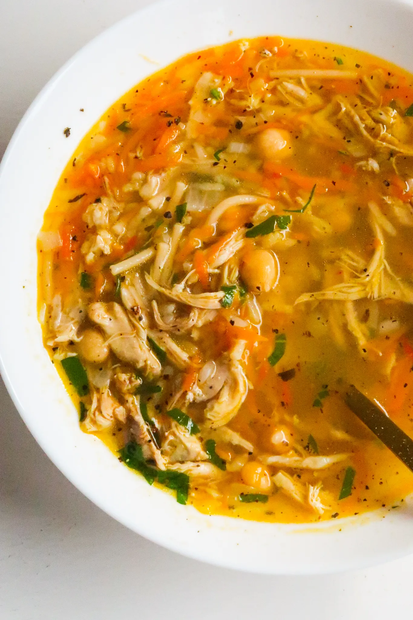High Protein Chickpea Chicken Soup