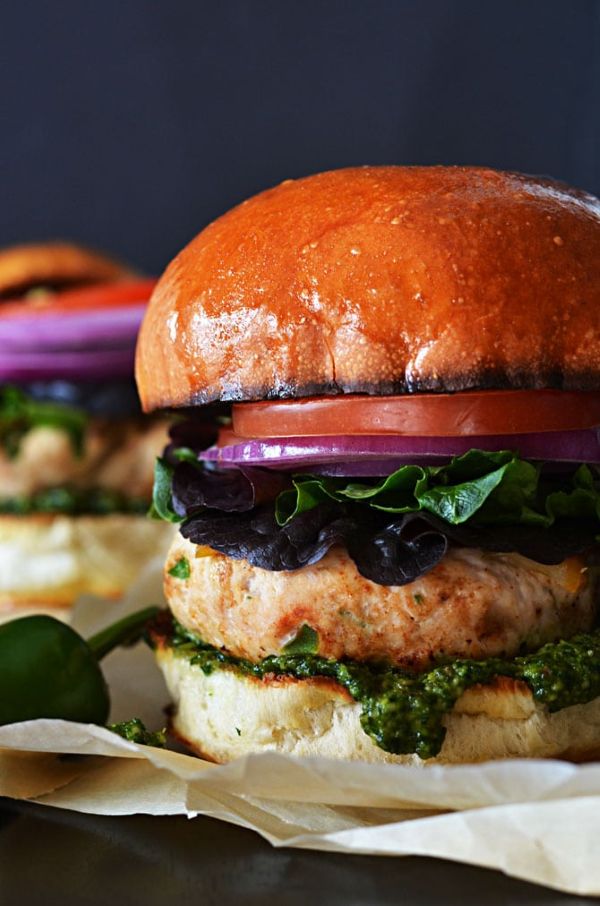 Mexican Turkey Burgers with Cilantro Lime Pesto