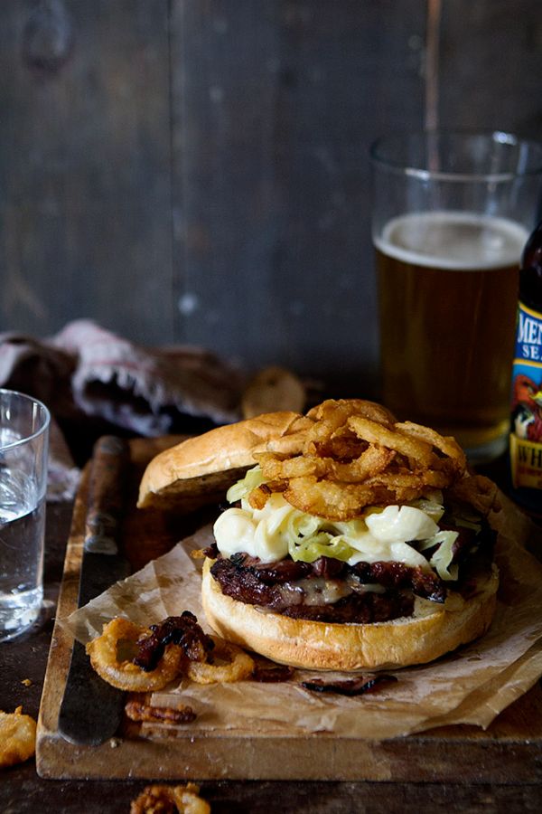 Pastrami, Smoked Mac and Cheese Burger