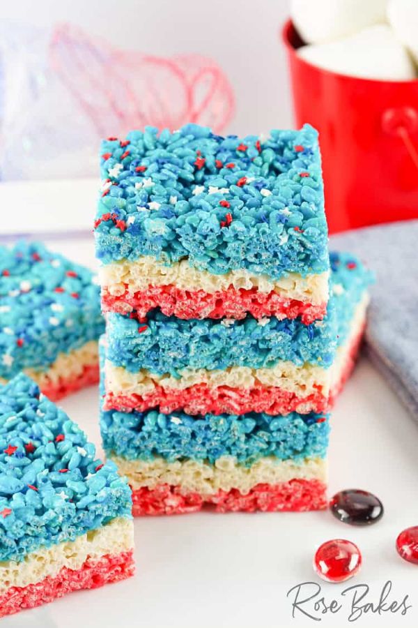 Red White and Blue Rice Krispie Treats