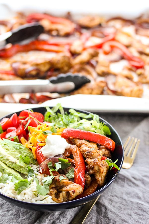 Sheet Pan Chicken Fajita Bowls