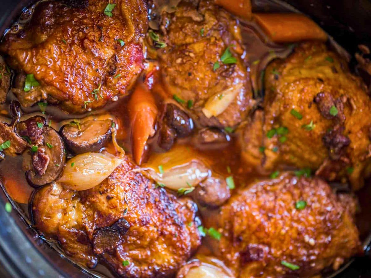 Slow cooker coq au vin