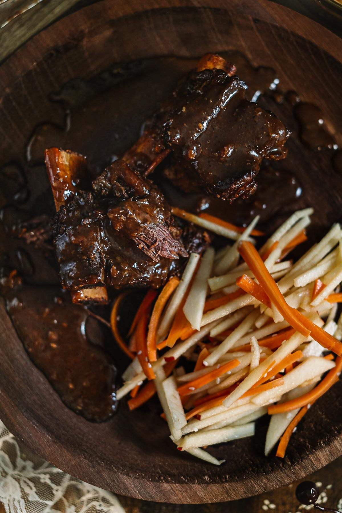 Slow cooker gochujang short ribs with apple slaw
