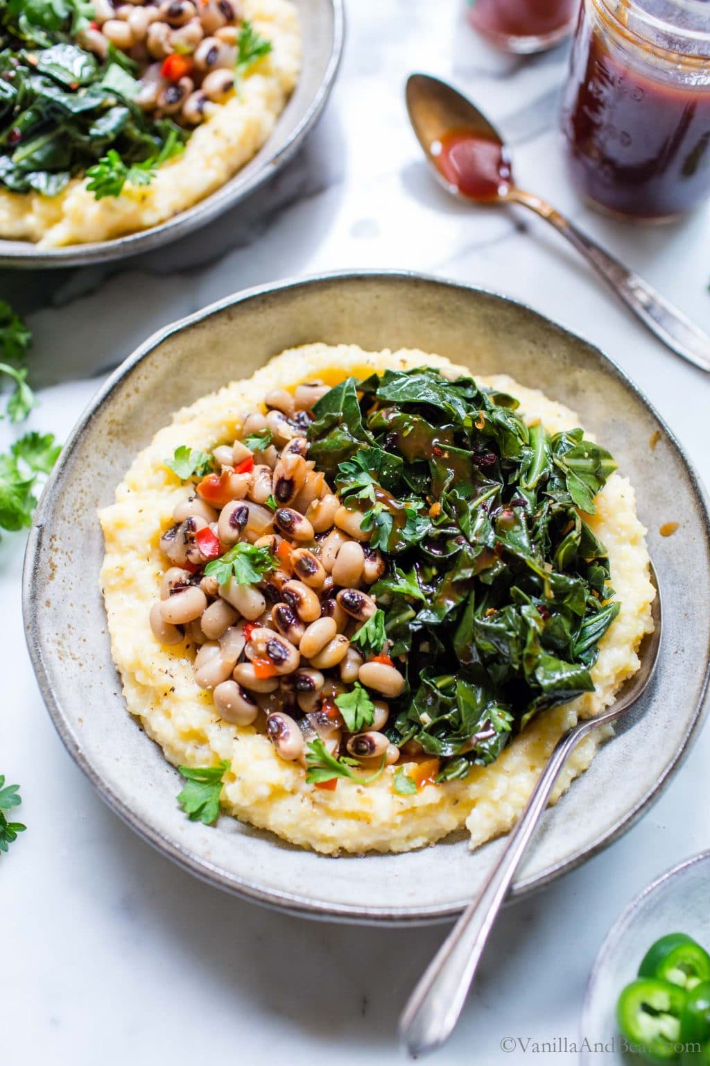 Smoky Collards & Shrimp with Cheesy Grits