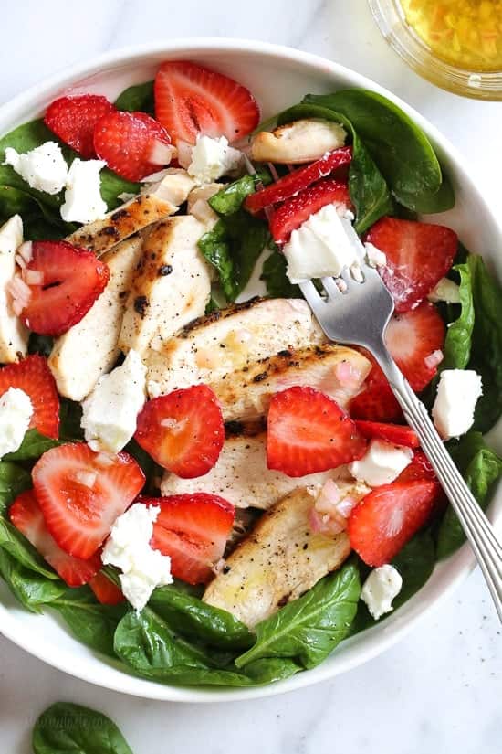 Strawberry Spinach Chicken Salad