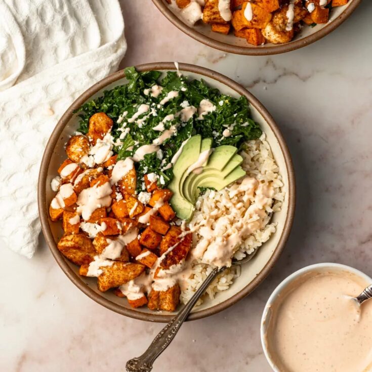 BBQ Chicken & Roasted Sweet Potato Bowls (1)