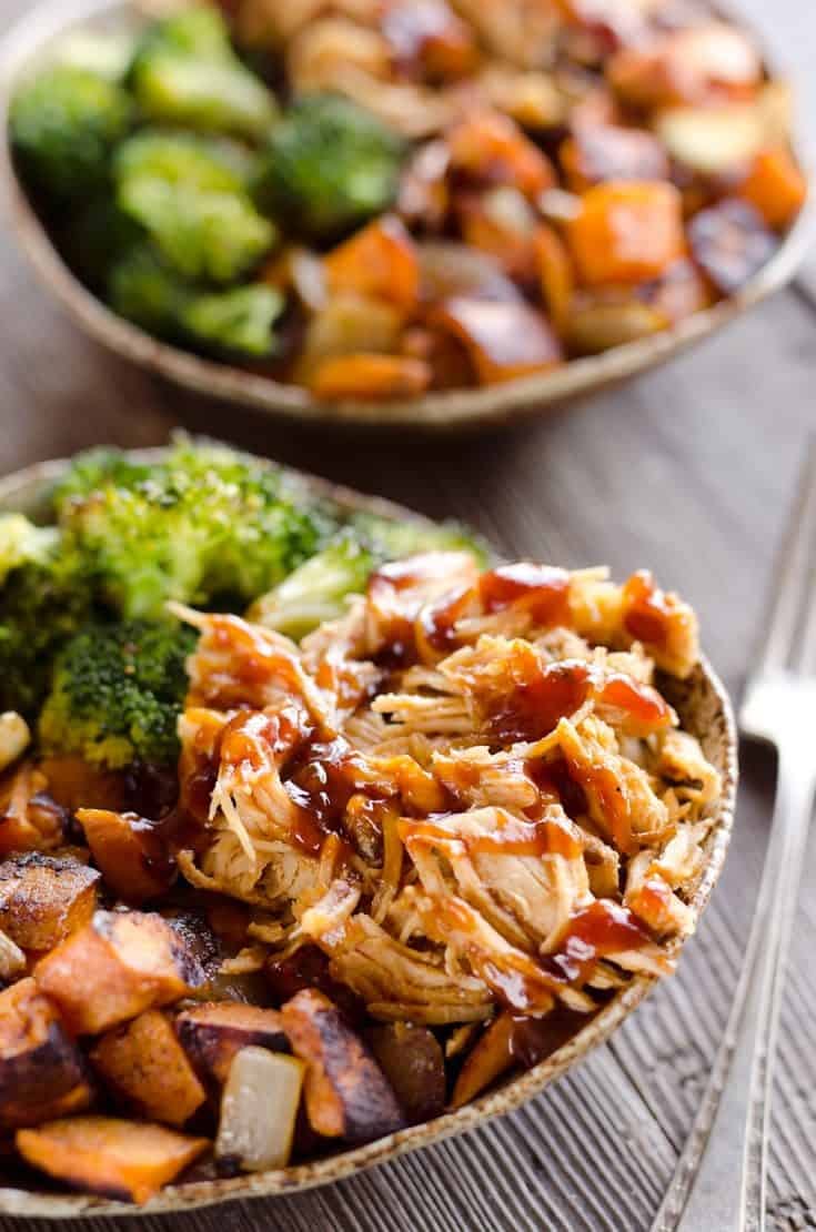 BBQ Chicken & Roasted Sweet Potato Bowls (4)