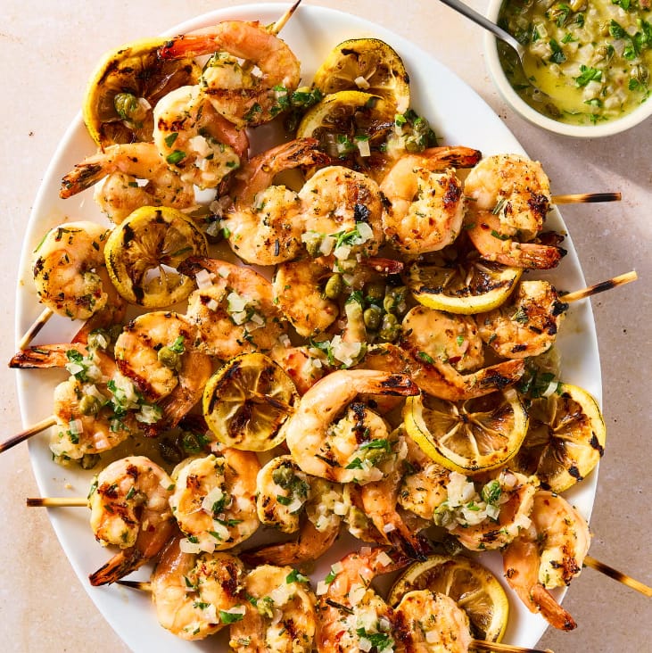 Grilled Shrimp Piccata Skewers