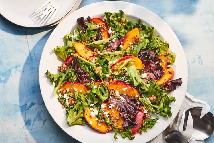 Mixed Green Salad With Pickled Nectarines