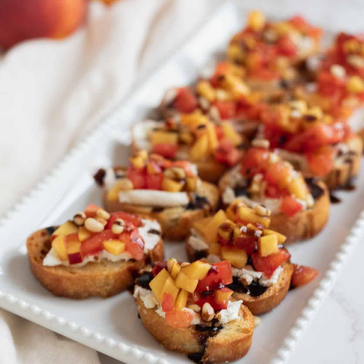 Nectarine and Heirloom Tomato Bruschetta
