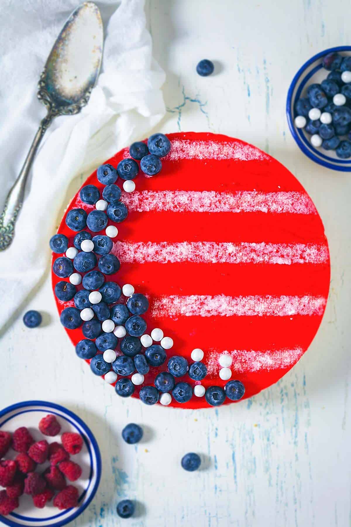 No Bake Red, White, and Blue Jell O Cheesecake