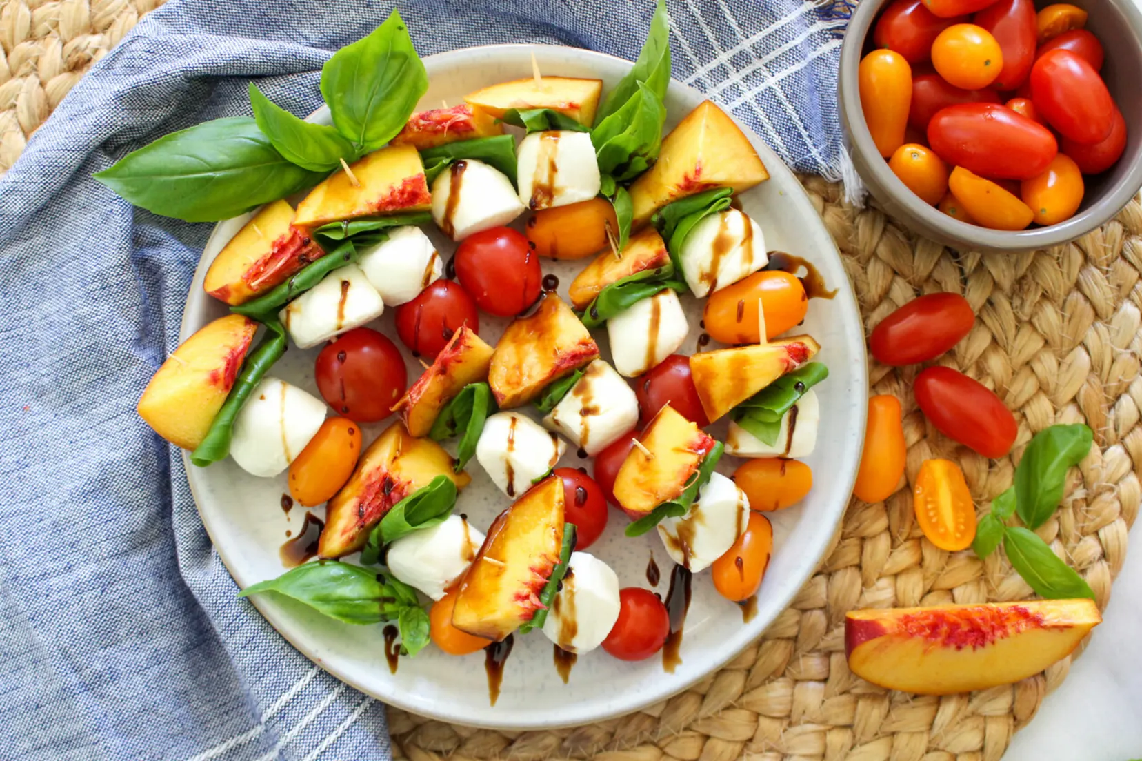 Peach Caprese Skewers
