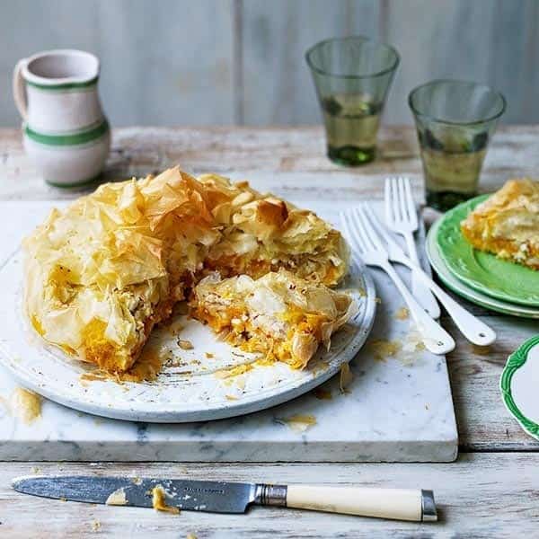 Pumpkin and feta filo pie