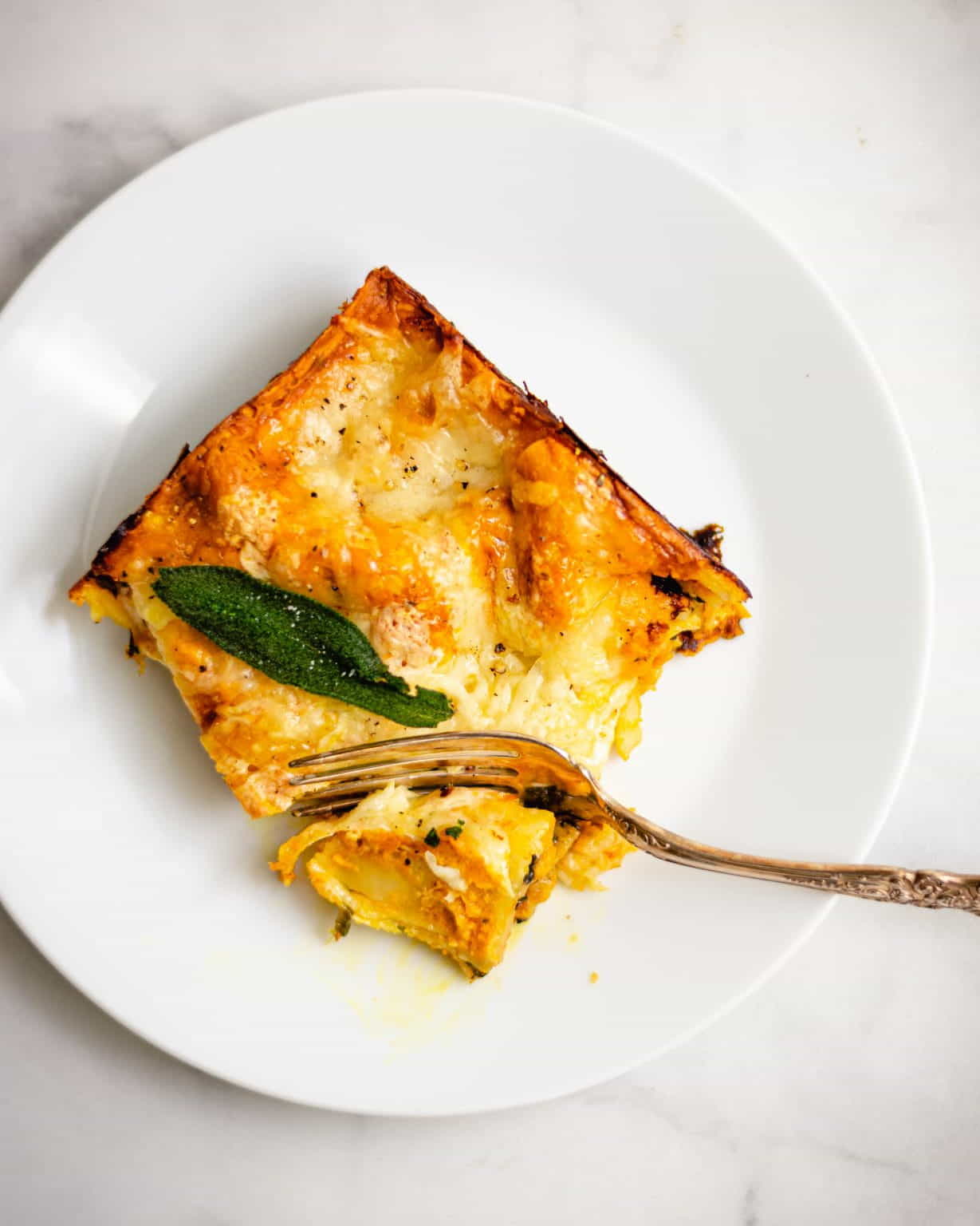 Pumpkin and spinach lasagne
