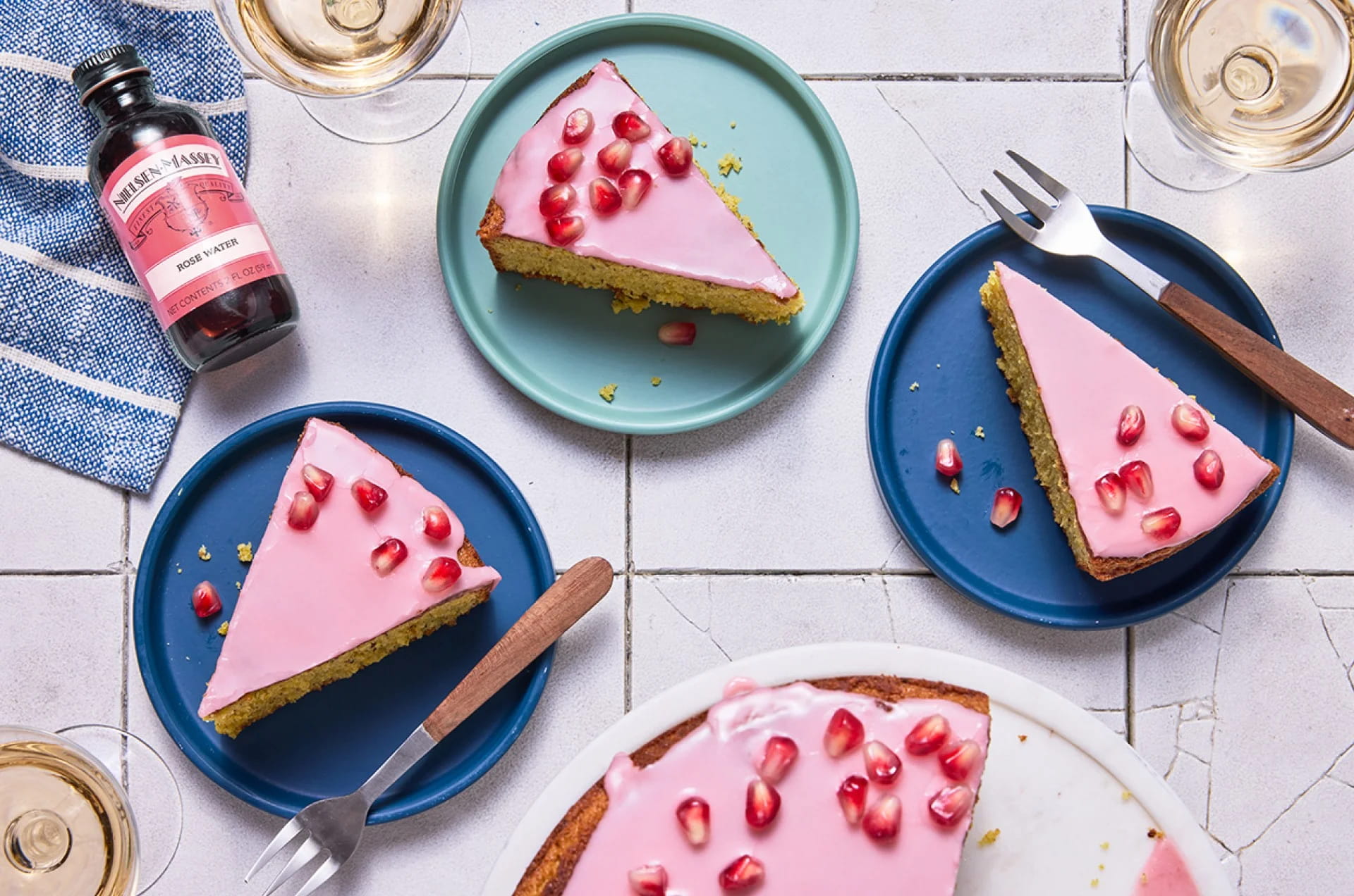 Pistachio Cake with Pomegranate Glaze
