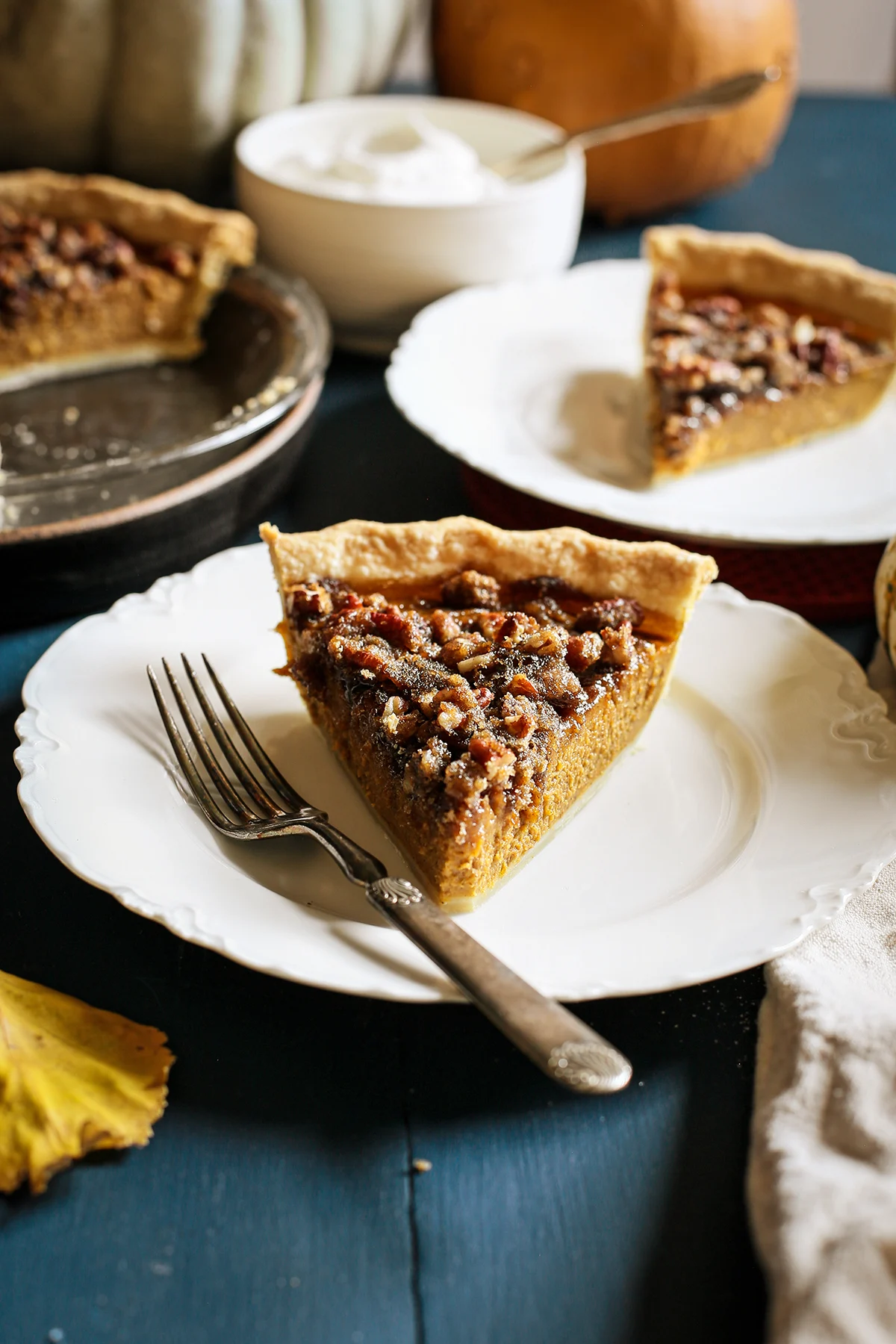 Pumpkin Pie with Caramel Pecan Topping