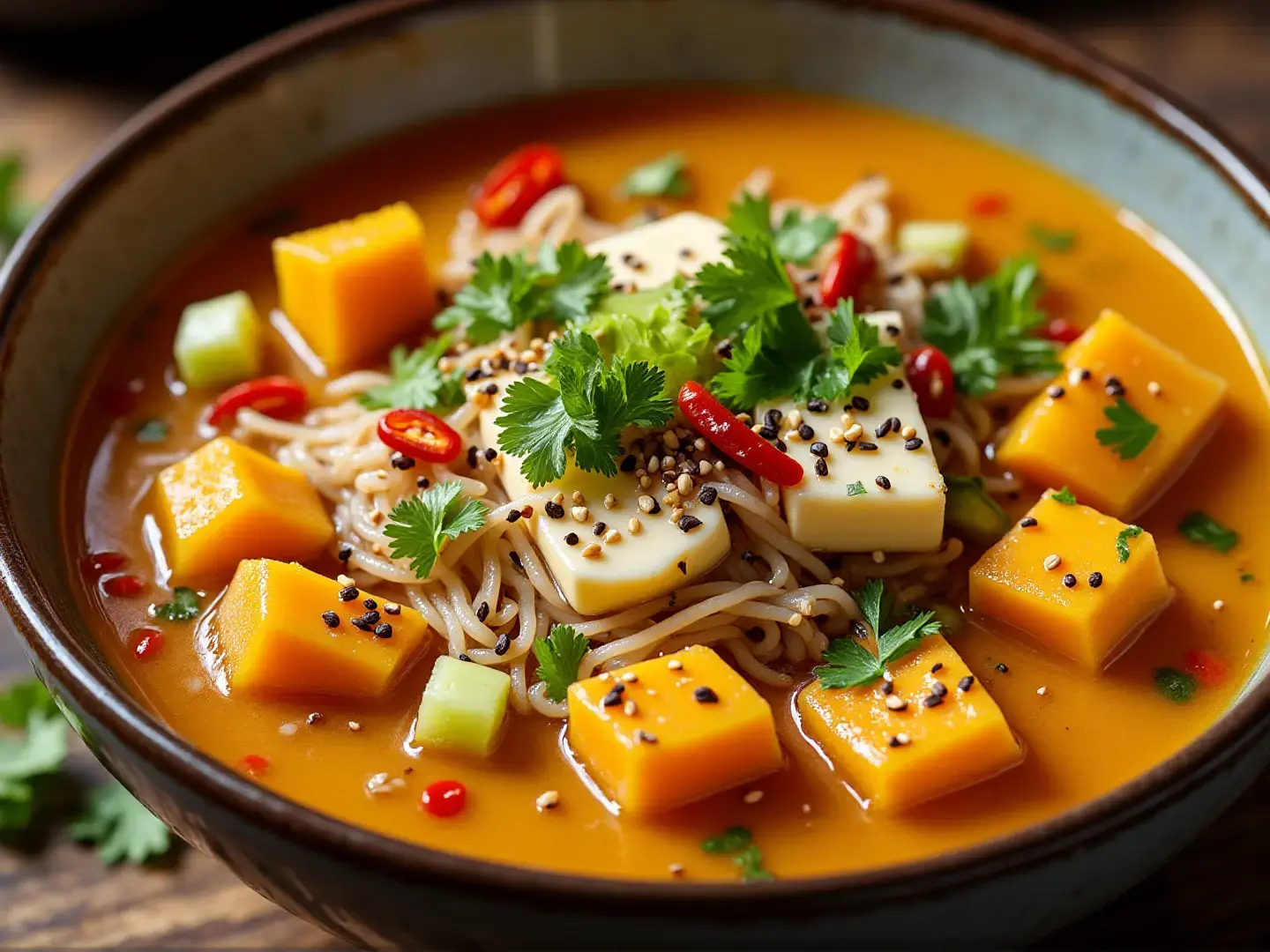 Pumpkin and Tofu Miso Soup