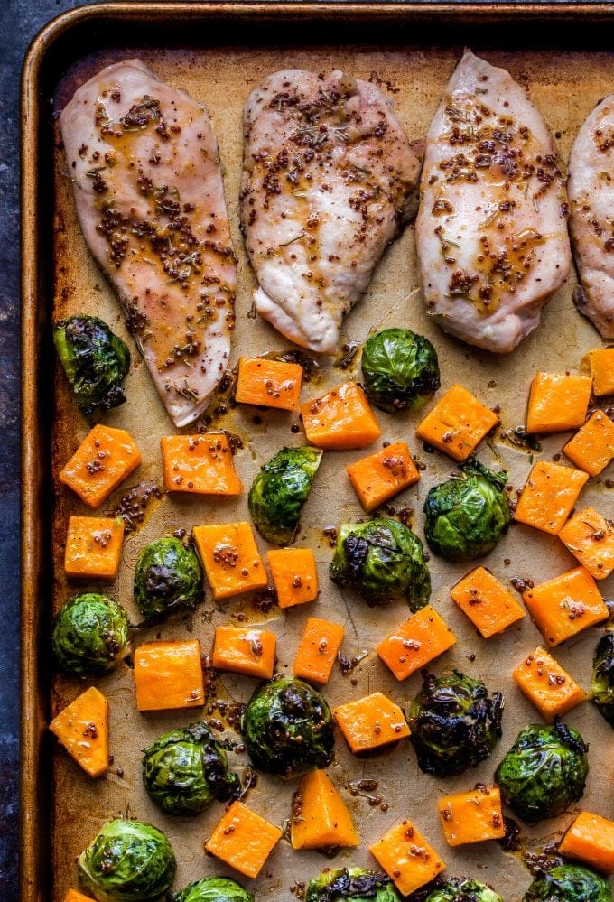 Sheet Pan Maple Dijon Chicken & Butternut Squash & Brussels Sprouts Recipe (2)