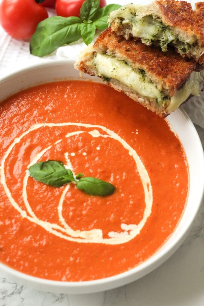 Tomato Basil Soup with Pesto Grilled Cheese Recipe (2)