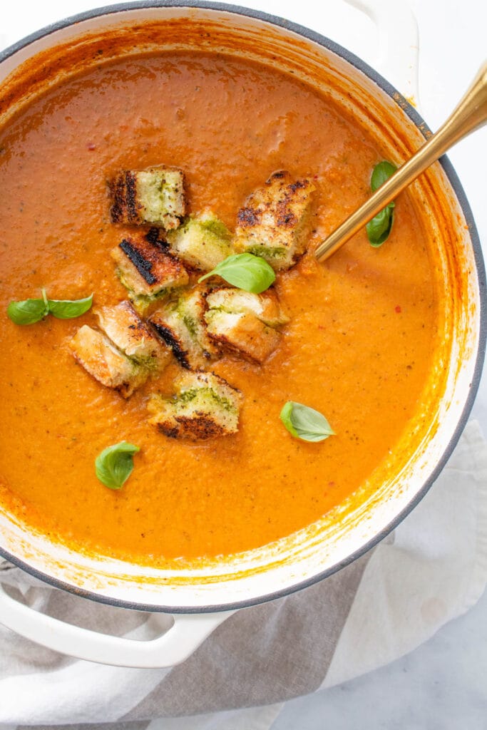 Tomato Basil Soup with Pesto Grilled Cheese Recipe (3)